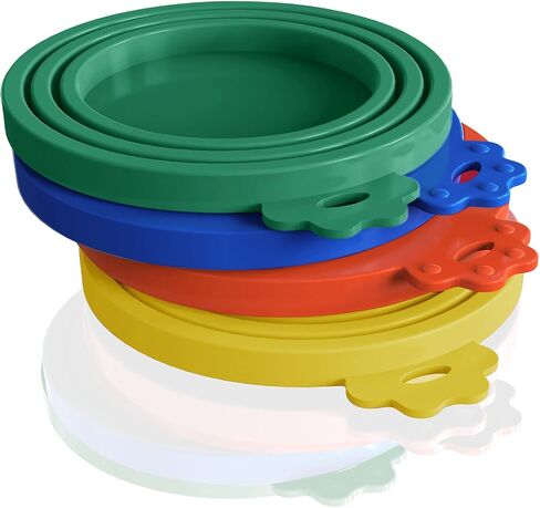 WANBAO 4 Pack Silicone Pet Food Can Lids for 3 Standard Size Food Cans for Pet Food Cans or Canned Goods, Multicolor Light Blue, Light Green, Light Purple, Pink in Kuwait