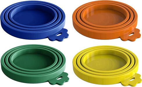 WANBAO 4 Pack Silicone Pet Food Can Lids for 3 Standard Size Food Cans for Pet Food Cans or Canned Goods, Multicolor Light Blue, Light Green, Light Purple, Pink in Kuwait