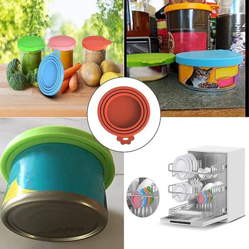 WANBAO 4 Pack Silicone Pet Food Can Lids for 3 Standard Size Food Cans for Pet Food Cans or Canned Goods, Multicolor Light Blue, Light Green, Light Purple, Pink in Kuwait