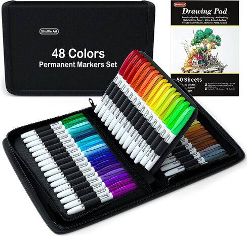 Shuttle Art 30 Colors Permanent Markers, Fine Point, Assorted Colors, Works on Plastic,Wood,Stone,Metal and Glass for Kids Adult Coloring Doodling Marking in Saudi Arabia