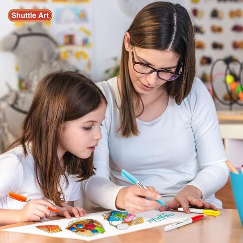 Shuttle Art 30 Colors Permanent Markers, Fine Point, Assorted Colors, Works on Plastic,Wood,Stone,Metal and Glass for Kids Adult Coloring Doodling Marking in Saudi Arabia