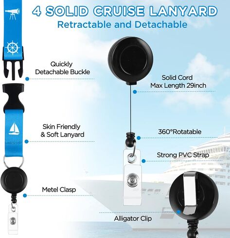 29 Pcs Cruise Essentials Kit Must Haves Set Include Cruise Luggage Tags Holder, Cruise Lanyards, Cruise Power Strip, Towel Bands and Clips, Waterproof Phone Bags for All Cruise Lines in Kuwait