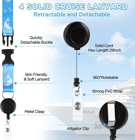 29 Pcs Cruise Essentials Kit Must Haves Set Include Cruise Luggage Tags Holder, Cruise Lanyards, Cruise Power Strip, Towel Bands and Clips, Waterproof Phone Bags for All Cruise Lines in Kuwait