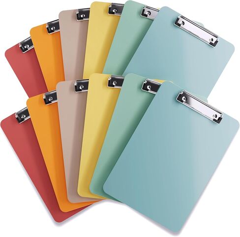 Plastic Clip Boards 8.5x11 (Set of 6) Colored Clipboards Bulk, Acrylic Clipboard for Classroom, Cute Clipboard Boho Office Decor - 12.5x9 Clip Board in Kuwait