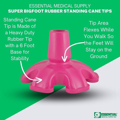 Essential Medical Supply Super Big Foot Replacement Standing Cane Tip with 6 Feet for Stability in Black in Kuwait