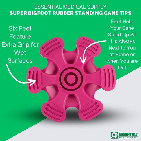 Essential Medical Supply Super Big Foot Replacement Standing Cane Tip with 6 Feet for Stability in Black in Kuwait