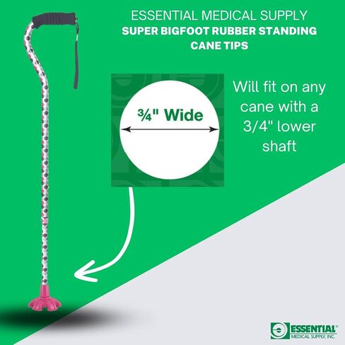 Essential Medical Supply Super Big Foot Replacement Standing Cane Tip with 6 Feet for Stability in Black in Kuwait