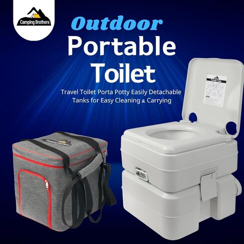 5.3 Gallon Portable Camping Toilet for Adults with Carry Bag – Extra Large Porta Potty for Adults Outdoors, RV, Boat | 286 LBS Capacity, 50 Flushes, Detachable Tanks, Carry Bag Included in Kuwait