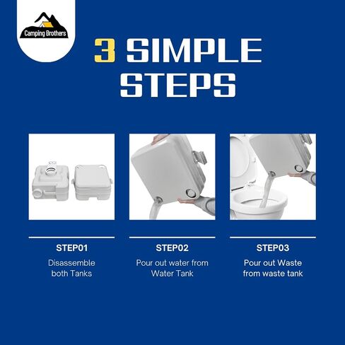 5.3 Gallon Portable Camping Toilet for Adults with Carry Bag – Extra Large Porta Potty for Adults Outdoors, RV, Boat | 286 LBS Capacity, 50 Flushes, Detachable Tanks, Carry Bag Included in Kuwait