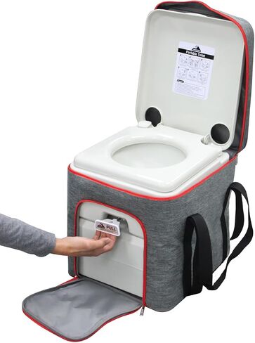 5.3 Gallon Portable Camping Toilet for Adults with Carry Bag – Extra Large Porta Potty for Adults Outdoors, RV, Boat | 286 LBS Capacity, 50 Flushes, Detachable Tanks, Carry Bag Included in Kuwait