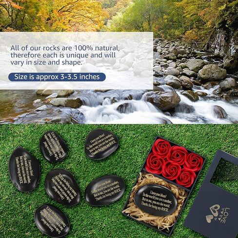 Anniversary Wedding Gifts for Him, Her, Couple Gifts, for Couple, Husband, Wife, Boyfriend or Girlfriend, Engraved Natural Rock Gift with Words. in Kuwait