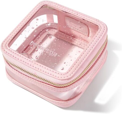 Rownyeon Clear Makeup Case Toiletry Bag Travel Makeup Train Case Portable Cosmetic Organizer Transparent Bag Black in Saudi Arabia