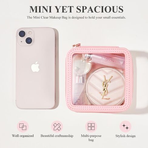Rownyeon Clear Makeup Case Toiletry Bag Travel Makeup Train Case Portable Cosmetic Organizer Transparent Bag Black in Saudi Arabia