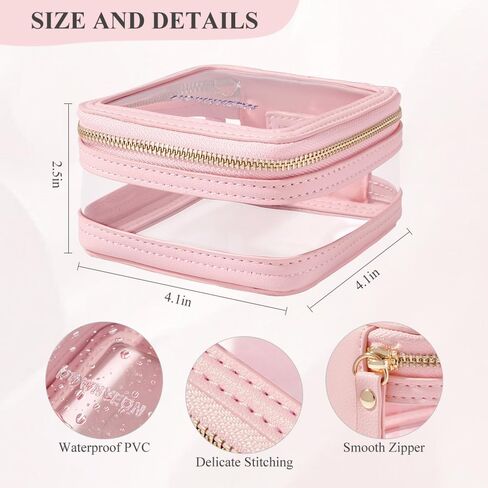 Rownyeon Clear Makeup Case Toiletry Bag Travel Makeup Train Case Portable Cosmetic Organizer Transparent Bag Black in Saudi Arabia