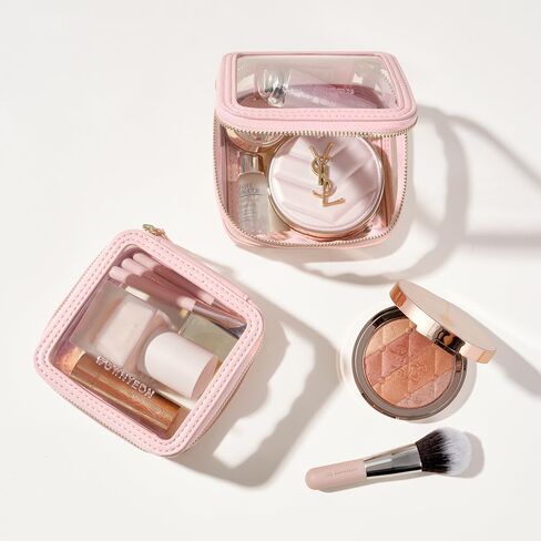 Rownyeon Clear Makeup Case Toiletry Bag Travel Makeup Train Case Portable Cosmetic Organizer Transparent Bag Black in Saudi Arabia