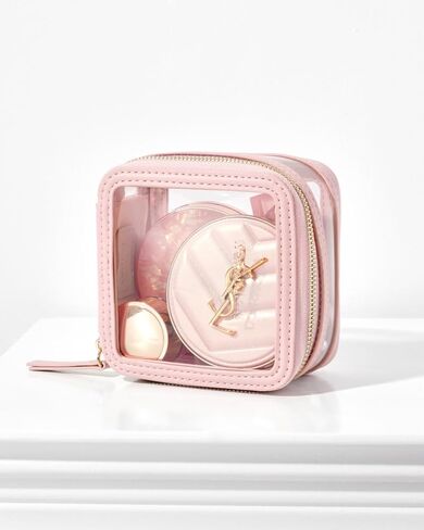 Rownyeon Clear Makeup Case Toiletry Bag Travel Makeup Train Case Portable Cosmetic Organizer Transparent Bag Black in Saudi Arabia