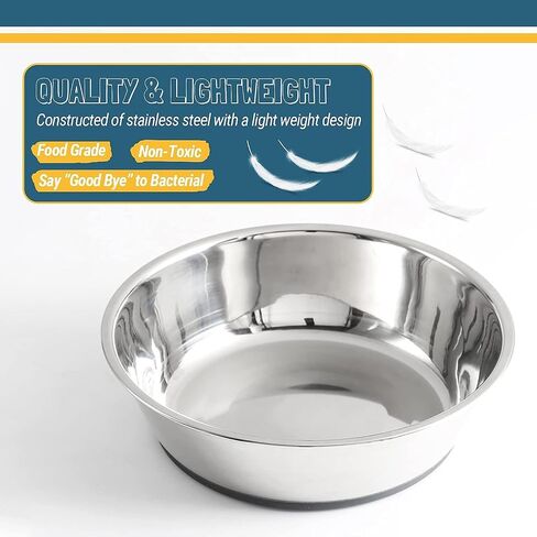 PEGGY11 Lightweight Stainless Steel Dog Bowls - 6 Cup, 2 Pack in Kuwait