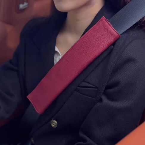 Car Seat Belt Covers for Adults Kids Soft Leather Seatbelt Shoulder Pad Neck Cushion Protector Comfortable Driving Car Accessories Truck SUV Airplane Backpack (SC01Black-12.4in-1Pack) in Kuwait