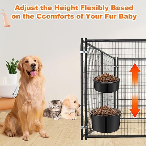 Dog Crate Water Bowl, 2 pcs Stainless Steel Large Dog Bowls, Durable Anti-Spill Pet Metal Bowl for Cage Kennel Crate, Hanging Water/Food Bowl for Medium & Large Dogs (7.1x3.5'' & 6.3x2.6'') in Kuwait