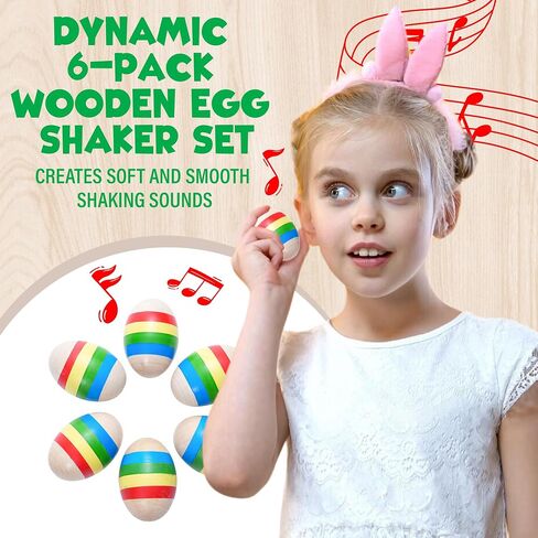 ألعاب IPIDIPI TOYS Egg Shakers Maracas للأطفال - 6 عبوات، أدوات قرع موسيقية خشبية طبيعية للأطفال، حشوات للتخزين، هزازات صنع صوت مونتيسوري، Maracas خشبية لتعليم الموسيقى in Kuwait