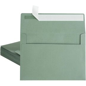 Wishop 50 Pack 4 x 6 Envelopes Sage-Green A6 Envelopes Self Seal for Wedding, Party Invitations, Greeting Cards, Announcements, Photos (4 3/4 x 6 1/2 Inches)