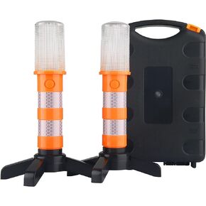 LED Road Flares Emergency Roadside Lights with Safety Strobe Light Magnetic Base & Detachable Stand for Car Vehicles Trucks, 2 Pack (Come in Storage Case) in Kuwait