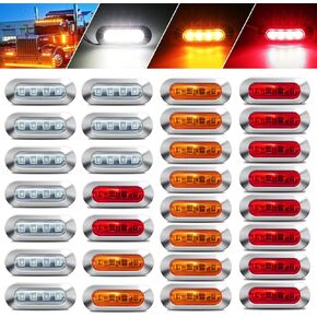8 قطع 12-24 فولت 4 مصابيح LED للمؤشر الجانبي الأمامي والخلفي للتخليص مصباح ماركر ضوء المقطورة لشاحنة المقطورة وقارب سطح السفينة RV Camper (4 قطع كهرماني + 4 قطع أحمر) in Kuwait