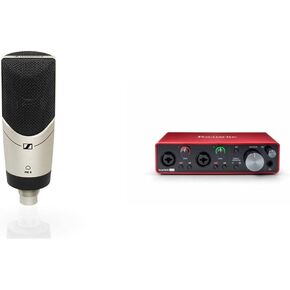 ميكروفون استوديو Sennheiser Professional MK 4 بمكثف قلبي وFocusrite Scarlett Solo الجيل الثالث USB لواجهة الصوت، لعازف الجيتار أو المطرب أو البودكاست أو المنتج