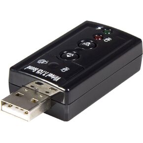 StarTech.com Virtual 7.1 USB Stereo Audio Adapter External Sound Card - Sound card - stereo - USB 2.0 - ICUSBAUDIO7,Black