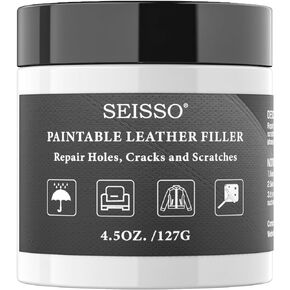 حشو جلدي قابل للطلاء، 4.5 أونصة إصلاح حشو جلدي أبيض للثقوب والخدوش والحروق والدموع والشقوق، مركب إصلاح جلدي لمقاعد السيارة الجلدية والأثاث والأريكة والأحذية in Kuwait