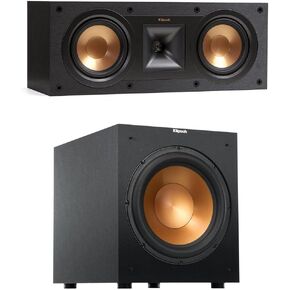 Klipsch Reference R-12SW 12" 400W All-Digital Powered Subwoofer, Brushed Black Polymer Veneer with R-25C Center Speaker