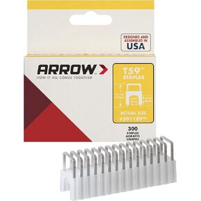 Arrow Fastener 591189SS Genuine T59 Stainless Steel Insulated Staples 5/16-Inch Leg Length, 5/16-Inch Crown Width, Clear, 300-Pack