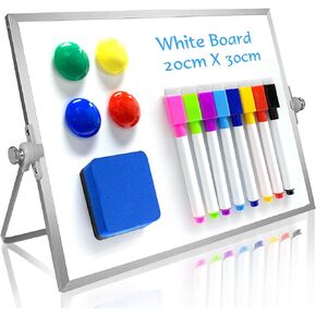 OWill Dry Erase White Board, 8" X 12" Small Whiteboard with Stand, Mini Whiteboard A4 Magnetic Desktop Board & Portable Double-Sided White Board Easel for Kids Drawing in School & Home
