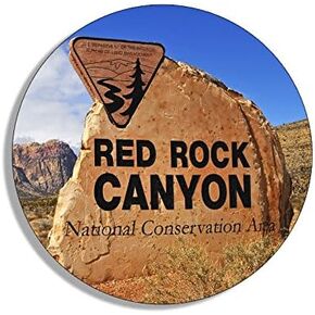 Round RED Rock Canyon Road Sticker (Nevada nv las rv Historic (3 inch)
