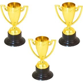 Mini Trophy Cups - Small Gold Trophies for Kids - Party Award Trophies for Sports Tournaments, Competitions, and Parties (Pack of 3)