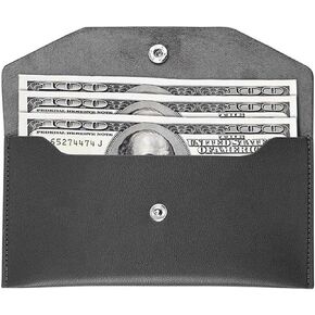 Cash Envelope Wallet, PU Leather Cash Envelope, Reusable Waterproof Budget Envelope for Man and Women (Black)