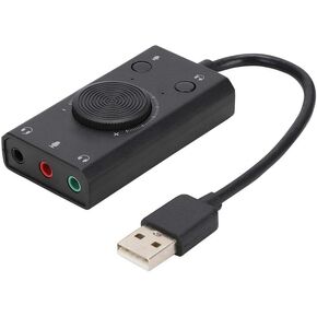 External Sound Card, USB Audio Adapter External Stereo Sound Card with 3.5mm Headphone and Microphone Jack, USB Multifunction Drive-Free Sound Card with Indicator