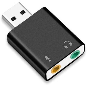 محول صوت USB من Navor Plug & Play مع مقبس سماعة رأس مقاس 3.5 مم باللون الأسود - محول صوت ستيريو خارجي متوافق مع أجهزة الكمبيوتر التي تعمل بنظام Windows وLinux وMac | محول صوت رقمي محمول متعدد الوظائف in Kuwait