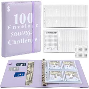 100 Envelopes Money Saving Challenge Book,A5 Budget Binder with Cash Envelopes, Book of Saving Money-Easy & Fun Way to Save $5,050, Cash Stuffing Envelopes for Budgeting & Saving (Black) in Kuwait