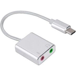 External Sound Card, Aluminum Alloy Type C External Stereo Sound Card Audio Adapter 3.5mm for Mobile Phone Computer Live Sound Card for Singing Recording Live Broadcast