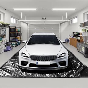 سجادة أرضية المرآب المقاومة للماء أسفل السيارة، 7'9 بوصة × 18 بوصة، سجادة احتواء شديدة التحمل مع ممسحة أرضية مجانية، تحمي أرضية المرآب من الماء والطين والزيت in Kuwait