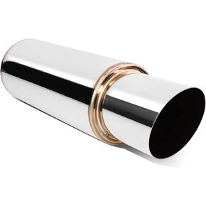 DNA MOTORING EXA-MF-001-T2 Stainless Steel Straight Through Exhaust Muffler Universal, 3" Outlet, 2" Inlet,Burnt Tip