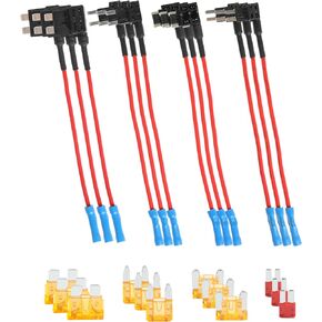 12 Pack Fuse Taps Set,4 Types 12V Car Add-a-Circuit Adapter and Fuse Kit,Mini Automotive Fuse Connector ATC ATS Blade Fuse Holder with MICRO2,Mini Low Profile Tap Adapter for Cars Trucks Boats