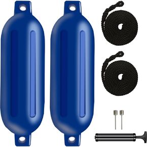 23in*6.5in Boat Fenders Bumpers for Dock with Pump Boat Accessories Fender Bumper Set Buoys Pontoon Blue
