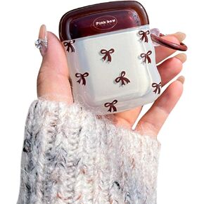 Compatible for AirPods Case Soft TPU with Cute Bow Knot Design Shockproof Keychain Headphone Cases for Girls Woman Cover for Airpods 2 &1-Blue, Brown
