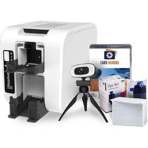Magicard Pronto100 Single Side ID Card Printer & Supplies Package Badge Maker Machine (3100-0001) (Standard Package w/Web Camera)