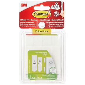 Command Medium and Large Picture Hanging Strips, Damage Free Hanging Picture Hangers, No Tools Wall Hanging Strips for Living Spaces, White, 4 Medium Pairs and 8 Large Pairs (Pack of 2)