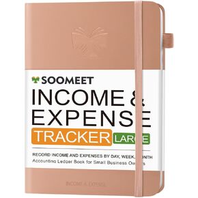 Income and Expense Tracker/Log Book/Small Business Ledger Book/Accounting & Bookkeeping Ledger Log Bookr – Large 7" x 10" Hardcover Record Notebook with Receipt Pocket(Antique Pink)