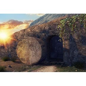Leowefowa 10x8ft Resurrection of Jesus Backdrop Sunrise Jesus Tomb Remote Holy Light Vinyl Easter Background Rebirth of Jesus Bible Story Church Sanctuary Decor Christian Backdrop Church Mural…