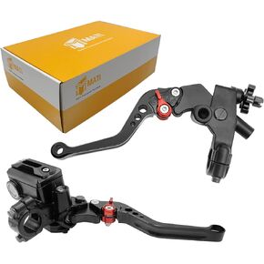 Upgrade Universal 7/8" 22mm Handlebar Brake Master Cylinder Clutch Lever Set Left & Right Motorcycle Levers Compatible with Yamaha Honda Kawasaki Suzuki Harley(Black)